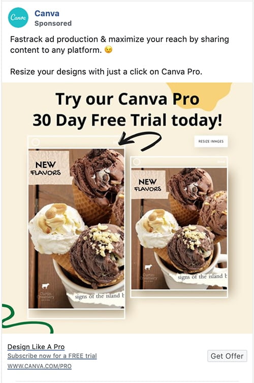 Quảng cáo 30 ngày dùng thử của Canva